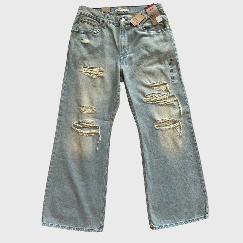 Levis Middy Loose Bootcut Distressed Light Wash Jeans 32x30 New NWT grunge skate